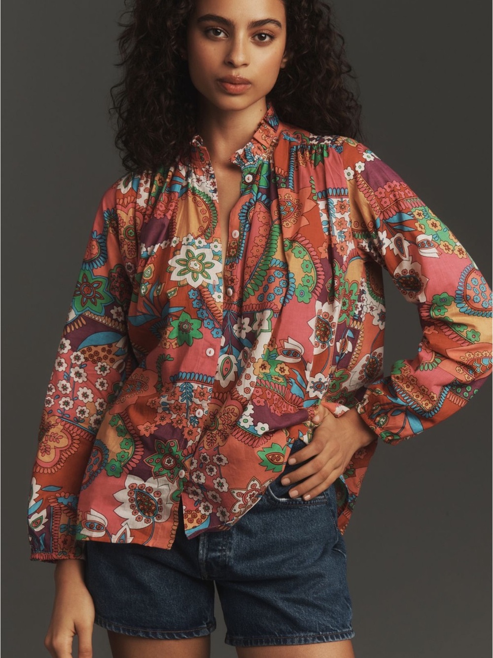 Mille Button Down Floral Top XS